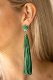 Paparazzi "Tightrope Tassel" Green Earrings Paparazzi Jewelry