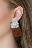 Paparazzi VINTAGE VAULT "Plume Bloom" Brown Post Earrings Paparazzi Jewelry