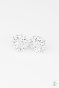 Paparazzi VINTAGE VAULT "Brighten The Moment" White Post Earrings Paparazzi Jewelry