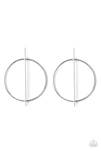Paparazzi "Vogue Visionary" Silver Abstract Hoop Post Earrings Paparazzi Jewelry