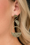 Paparazzi "Triple Trifecta" Brass Post Earrings Paparazzi Jewelry