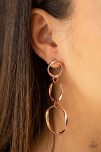 Paparazzi VINTAGE VAULT "Three Ring Radiance" Copper Post Earrings Paparazzi Jewelry