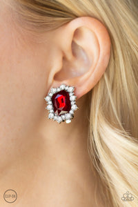 Paparazzi "Prime Time Shimmer" Red Clip On Earrings Paparazzi Jewelry