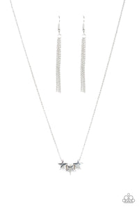 Paparazzi "Shoot For The Stars" Silver Star Pendant Necklace & Earring Set Paparazzi Jewelry