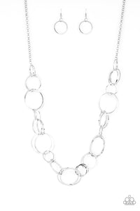 Paparazzi VINTAGE VAULT "Natural-Born RINGLEADER" Silver Necklace & Earring Set Paparazzi Jewelry