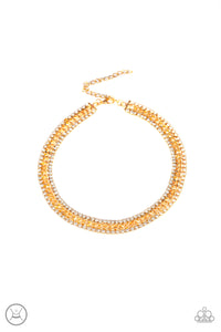 Paparazzi VINTAGE VAULT "Empo-HER-ment" Gold Choker Necklace & Earring Set Paparazzi Jewelry