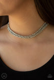 Paparazzi VINTAGE VAULT "Empo-HER-ment" White Choker Necklace & Earring Set Paparazzi Jewelry
