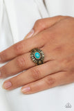 Paparazzi "Thirst Quencher" Brass Turquoise Blue Stone Ornate Silver Ring Paparazzi Jewelry