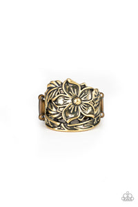 Paparazzi "Hibiscus Highland" Brass Floral Design Ring Paparazzi Jewelry
