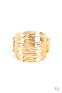 Paparazzi "Rippling Rivers" Gold Textured Design Ring Paparazzi Jewelry