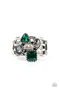 Paparazzi "Geo Jazz" Green Ring Paparazzi Jewelry