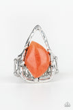 Paparazzi "Get The Point" Orange Stone Silver Abstract Design Ring Paparazzi Jewelry