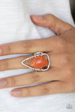 Paparazzi "Get The Point" Orange Stone Silver Abstract Design Ring Paparazzi Jewelry