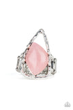 Paparazzi "Get The Point" Pink Stone Silver Abstract Design Ring Paparazzi Jewelry