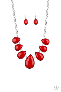 Paparazzi "Drop Zone" Red Necklace & Earring Set Paparazzi Jewelry