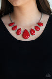 Paparazzi "Drop Zone" Red Necklace & Earring Set Paparazzi Jewelry