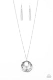 Paparazzi VINTAGE VAULT "Breaking Pattern" Silver Necklace & Earring Set Paparazzi Jewelry