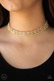 Paparazzi "Full REIGN" Gold Choker Necklace & Earring Set Paparazzi Jewelry