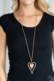 Paparazzi "Hardened Hearts" Gold Necklace & Earring Set Paparazzi Jewelry