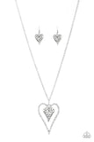 Paparazzi "Hardened Hearts" Silver Necklace & Earring Set Paparazzi Jewelry