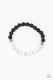 Paparazzi "Fortune" White and Black Lava Stone Stretchy Bracelet Paparazzi Jewelry