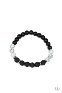 Paparazzi "Karma" White and Black Lava Stone Silver Accent Bracelet Paparazzi Jewelry