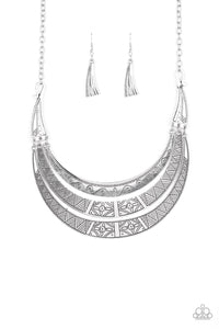 Paparazzi "Take All You Can GATHERER" Silver Necklace & Earring Set Paparazzi Jewelry