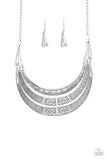 Paparazzi "Take All You Can GATHERER" Silver Necklace & Earring Set Paparazzi Jewelry