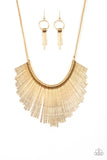 Paparazzi "Metallic Mane" Gold Necklace & Earring Set Paparazzi Jewelry