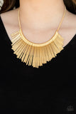 Paparazzi "Metallic Mane" Gold Necklace & Earring Set Paparazzi Jewelry