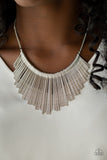 Paparazzi "Metallic Mane" Silver Necklace & Earring Set Paparazzi Jewelry