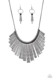 Paparazzi "Metallic Mane" Black Necklace & Earring Set Paparazzi Jewelry