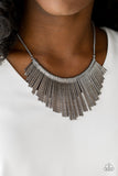 Paparazzi "Metallic Mane" Black Necklace & Earring Set Paparazzi Jewelry