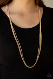 Paparazzi VINTAGE VAULT "SLEEK and Destroy" Gold Necklace & Earring Set Paparazzi Jewelry