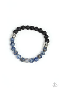 Paparazzi "Take It Easy" Blue Stone and Black Lava Rock Urban Bracelet Paparazzi Jewelry