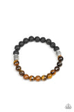 Paparazzi "Take It Easy" Brown Tiger's Eye Stone and Black Lava Rock Urban Bracelet Paparazzi Jewelry