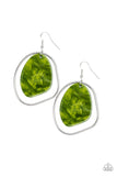Paparazzi "HAUTE Toddy" Green Shell Like Iridescent Acrylic Frame Gold Hoop Earrings Paparazzi Jewelry