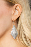 Paparazzi "Texture Retreat" Silver Kite Shaped Textured Earrings Paparazzi Jewelry