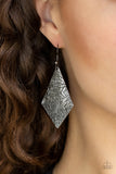 Paparazzi "Texture Retreat" Black Gunmetal Kite Shaped Textured Earrings Paparazzi Jewelry