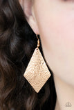 Paparazzi "Texture Retreat" Gold Kite Shaped Textured Earrings Paparazzi Jewelry