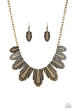 Paparazzi VINTAGE VAULT "Cougar Cave" Brass Necklace & Earring Set Paparazzi Jewelry