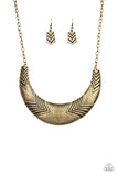 Paparazzi VINTAGE VAULT "Geographic Goddess" Brass Necklace & Earring Set Paparazzi Jewelry