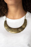 Paparazzi VINTAGE VAULT "Geographic Goddess" Brass Necklace & Earring Set Paparazzi Jewelry