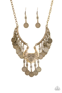 Paparazzi "Treasure Temptress" Brass Necklace & Earring Set Paparazzi Jewelry