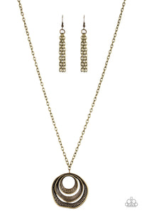 Paparazzi "Breaking Pattern" Brass Necklace & Earring Set Paparazzi Jewelry