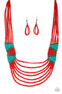 Paparazzi "Kickin It Outback" Red Necklace & Earring Set Paparazzi Jewelry