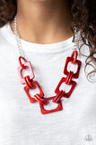 Paparazzi "Sizzle Sizzle" Red Round and Square Acrylic Necklace & Earring Set Paparazzi Jewelry