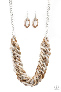 Paparazzi "Comin in Haute" Brown 024XX Necklace & Earring Set Paparazzi Jewelry