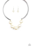 Paparazzi "Welcome To Wall Street" White Choker EXCLUSIVE Necklace & Earring Set Paparazzi Jewelry