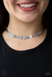 Paparazzi "Spot Check" Silver Disc Choker Necklace & Earring Set Paparazzi Jewelry